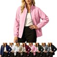 thumbnail image 1 of SYwaren Women's Stylish Rain Jacket Windbreaker Full Zip Stand Collar Water Resistant Solid Color Long Sleeve with Pockets, 1 of 9