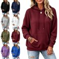 thumbnail image 1 of SYwaren Women's Waffle Knit Hoodie Long Sleeve Crewneck Sweatshirt Solid Color Tops, 1 of 6