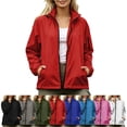 thumbnail image 1 of SYwaren Women's Windbreaker Rain Jacket Full Zip Hooded Water Resistant Windproof Fashion Long Sleeve Coat with Pockets, 1 of 9