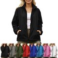 thumbnail image 1 of SYwaren Women's Windbreaker Rain Jacket Full Zip Hooded Waterproof Windproof Fashion Long Sleeve Outdoor Coat with Pockets, 1 of 9