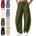 thumbnail image 1 of SYwaren Womens Baggy Casual Pants Curved Hem Drawstring Elastic Waist Loose Athletic Sweatpants with Pockets, 1 of 9