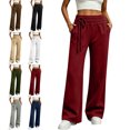 thumbnail image 1 of SYwaren Womens Casual Wide Leg Sweatpants Loose Baggy Elastic Waist Drawstring Solid Winter Fashion Flowy Lounge Pants with Pockets, 1 of 8