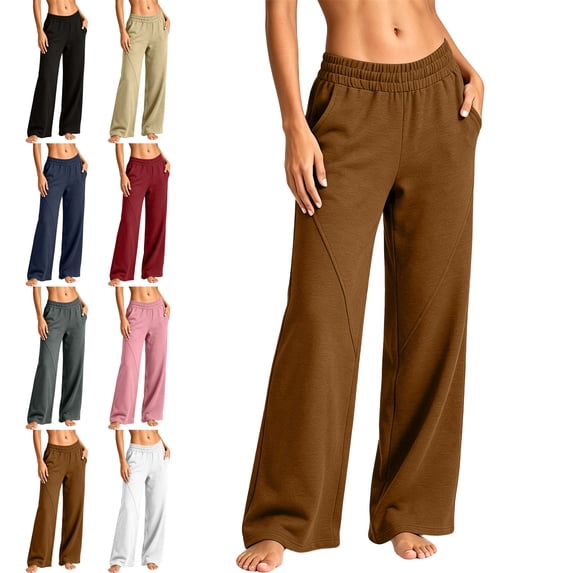 SYwaren Womens Loose Sweatpants Casual Straight Leg Elastic Waist Solid Color Athletic Active Fashion Comfy Everyday Lounge Pants