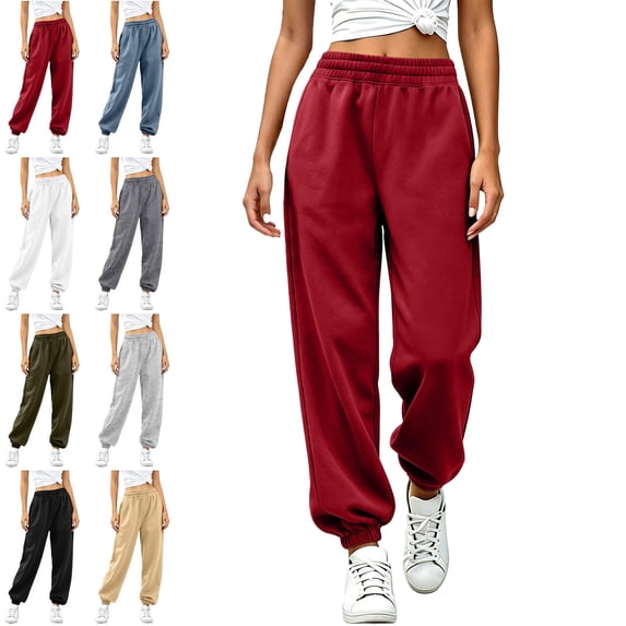 SYwaren Womens Tapered Joggers Loose Casual Drawstring Elastic Waist Athletic Cuffed Sweatpants
