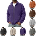 thumbnail image 1 of SYwaren Zip Up Fleece Jacket Men's Mock Neck Stand Collar Long Sleeve Casual Solid Color with Pockets, 1 of 8