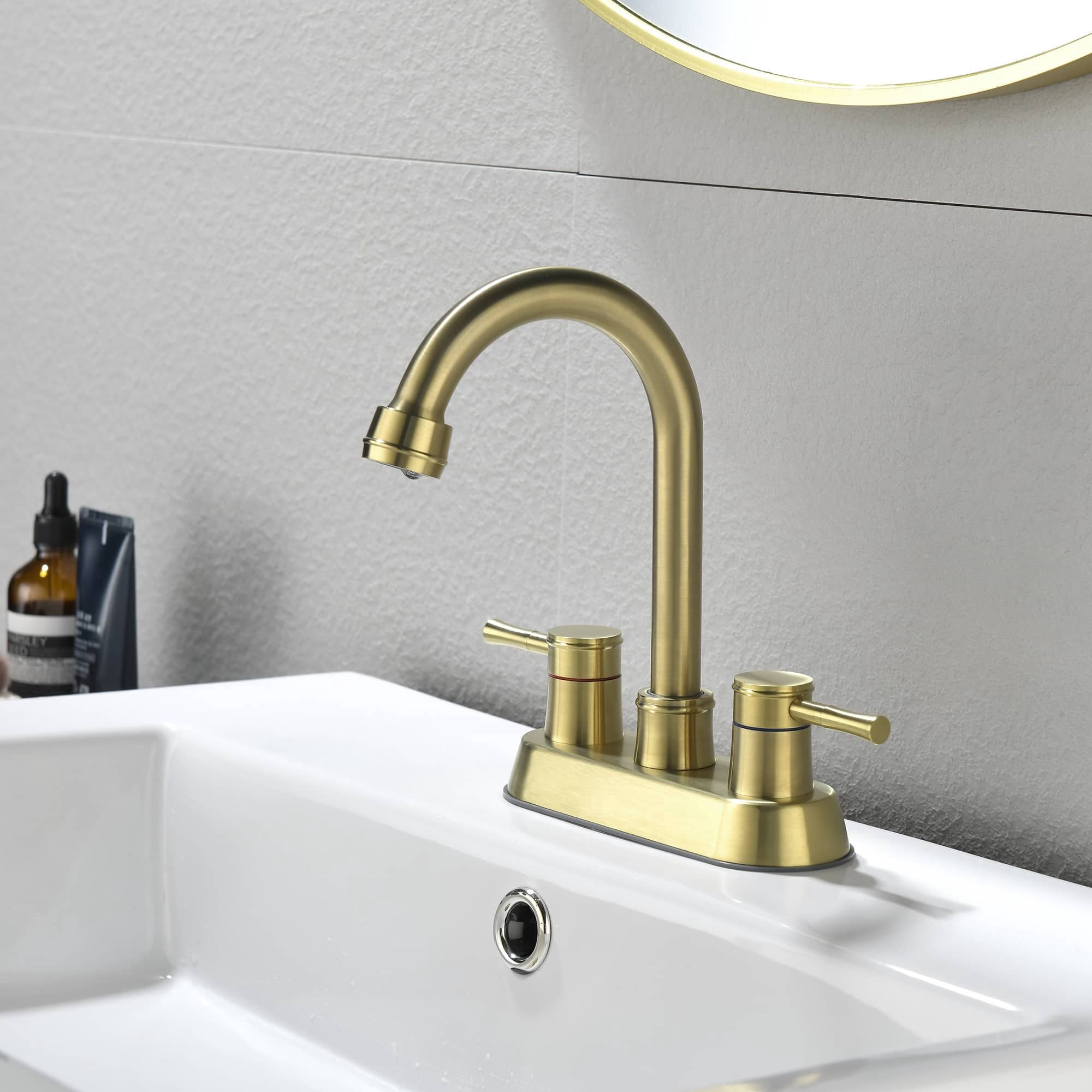 SZ-DD-0063-BG Centerset Bathroom Sink Faucet With Pop Up Drain 