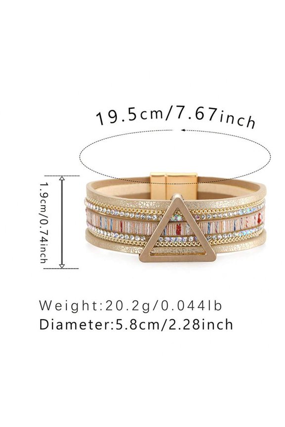 SZ00335 Multi-Layer PU Leather Wrap Bracelet With Rhinestones And Triangle