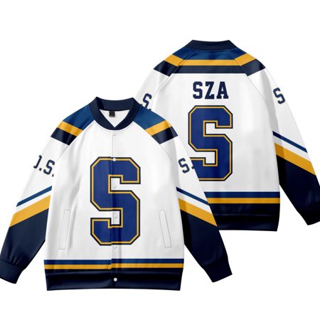 SZA S JERSEY SOS Merch Baseball Uniform Jacket Cosplay Long Sleeve Women Men Sweatshirt