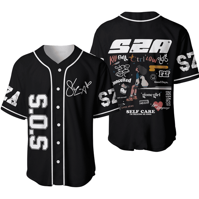 SZA SOS Album Baseball Jersey Merch North American Tour 2023 Streetwear