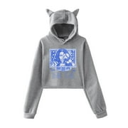SZA merch sos north america tour 2023 face hoodies for girl kawaii cat ear drawstring hoodies sweatshirt vintage pullovers