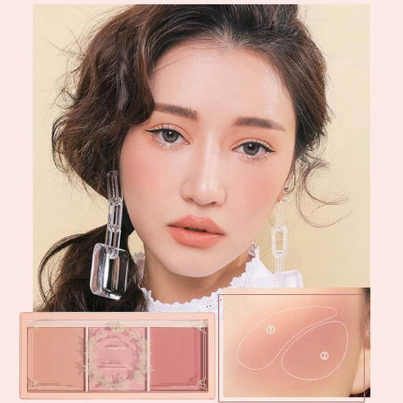 SZBAOAN 3-in-1 Matte Powder Blush Palette,Face Matte Contour Blush Makeup Palette With Brush,Long Lasting Cheek Makeup,Versatile Face Makeup Contour Kit for All Skin For Natural Beauty
