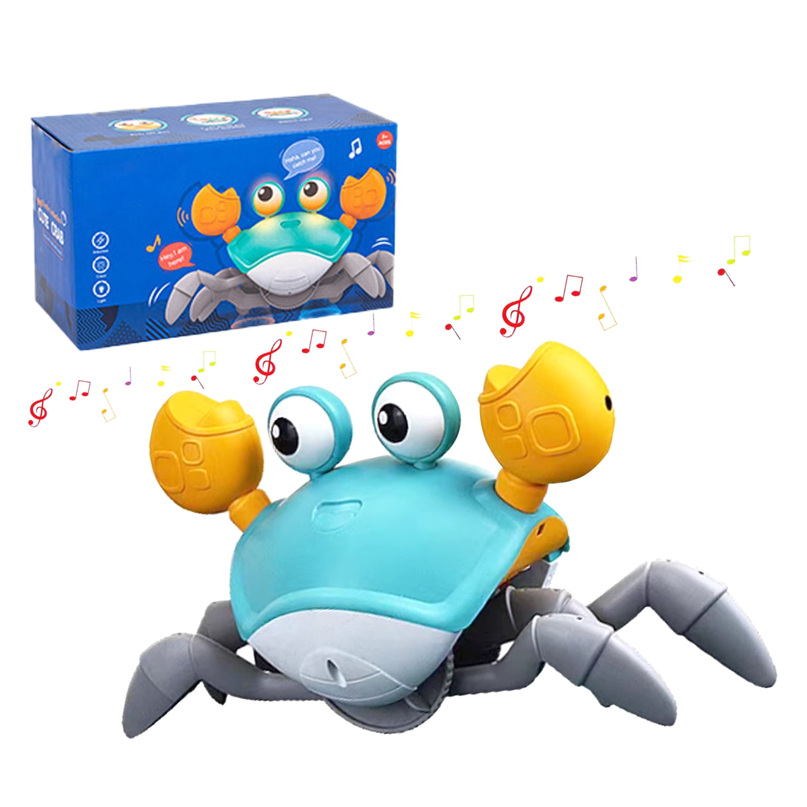 SZBXD Crawling Crab Baby Toy with Music and LED Light Up,Toddler Interactive Learning Development Toy with Automatically Avoid Obstacles(Green)