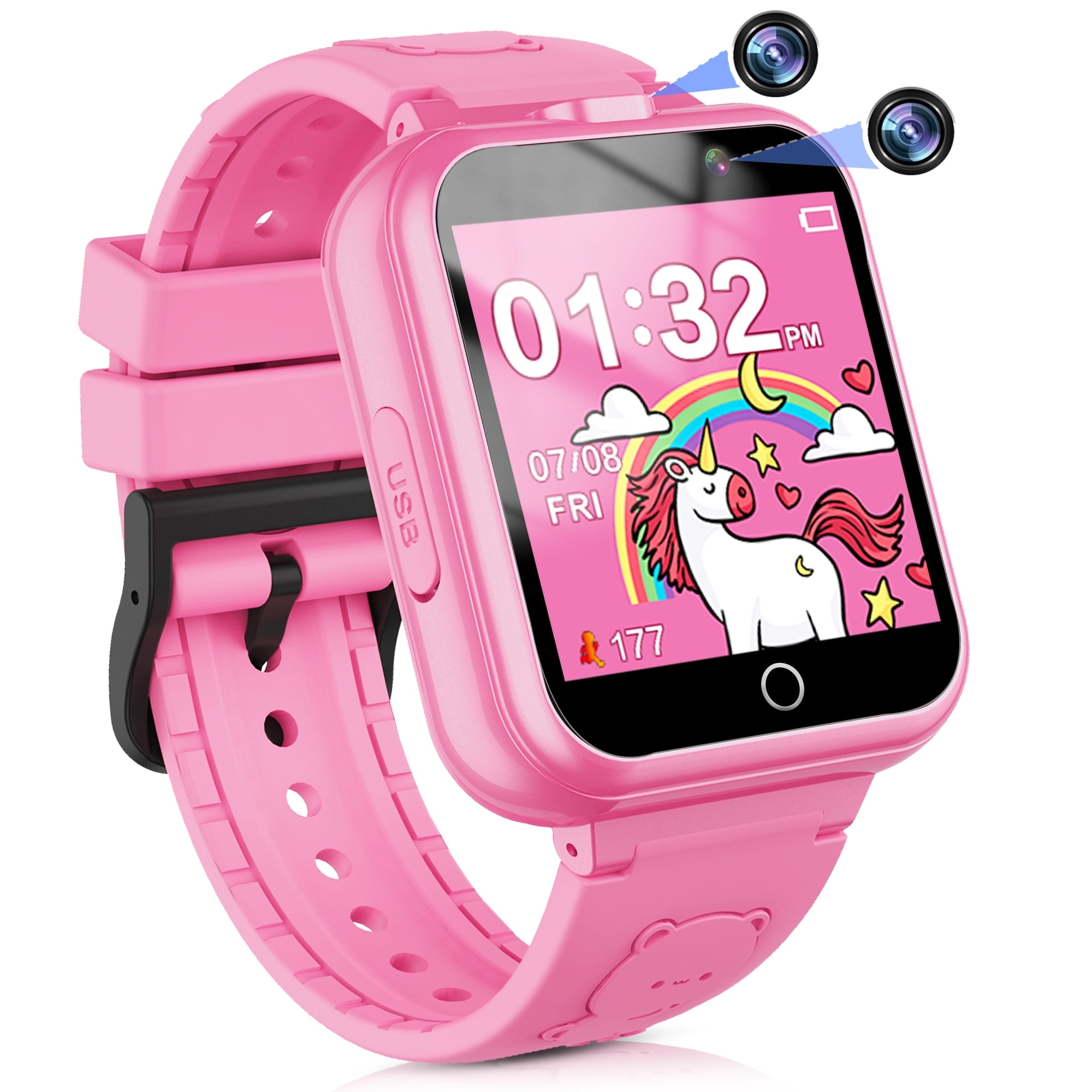 SZBXD Kids Smart Watch: 24 Games, 5 Languages, 3 Alarms, 2 Cameras