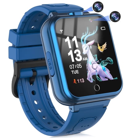 Kids Game Smart Watch for Boys Girls, 24 Games 5 Languages 3 Alarms 2 Cameras Music Torch Pedometer Calendar, 1 Count