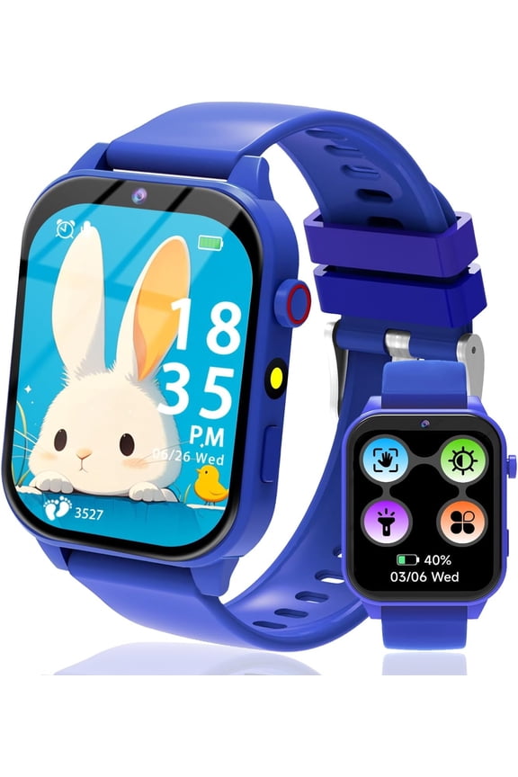 Kids Smart Watch ,Smartwatch for Kids with Cameras 18 Games Videos Music Pedometer Record Alarms, Christmas Birthday Gift for Boys Girls(Blue)