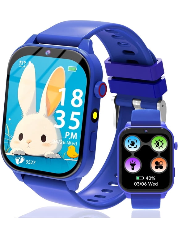 Kids Smart Watch ,Smartwatch for Kids with Cameras 18 Games Videos Music Pedometer Record Alarms, Christmas Birthday Gift for Boys Girls(Blue)