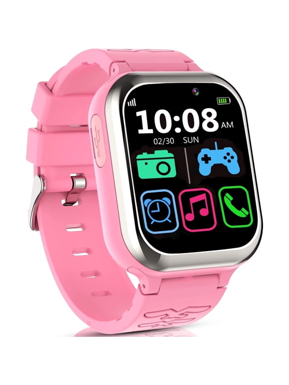 Kids Smart Watch with SOS, Smartwatch Kids Phone Watch with 11 Games Pedometer Music Camera, Smart Watch for Kids Boys Girls 4-12 Years,Birthday Gifts for Children(Pink)