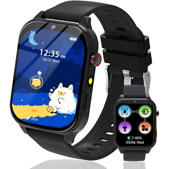 SZBXD Smart Watch for Kids, Boys Girls Kids Smart Watch with 18 Puzzle Games 6 Languages Camera Music Video Player Pedometer Torch Educational Toys,Birthday Gifts for Children 4+ Years(Black)