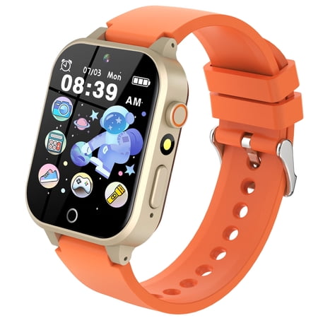 SZBXD Smart Watch for Kids, Boys Girls Kids Smart Watch with 26 Puzzle Games 6 Languages Camera Music Video Player Pedometer Torch Educational Toys,Birthday Gifts for Kids Children 4+ Years(Orange)