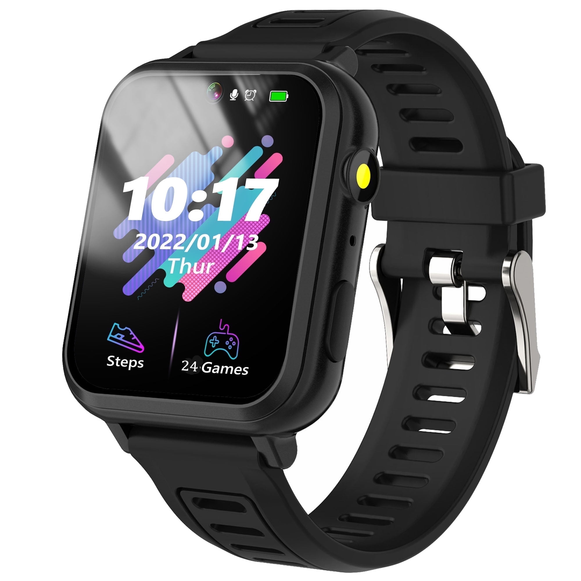 SZBXD Kids Smart Watch, Black, 24 Games, Music, Torch, Calendar