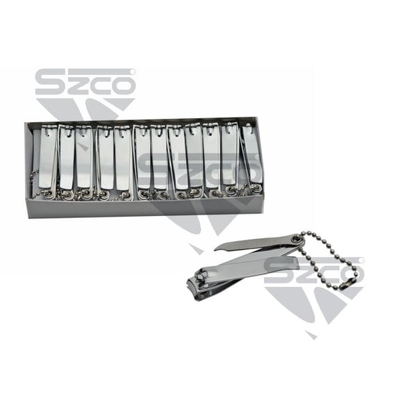 SZCO 24 Pack 2.25 Inch Silver Nail Clippers with Built-In File  Compact Metal Grooming Tools for Travel