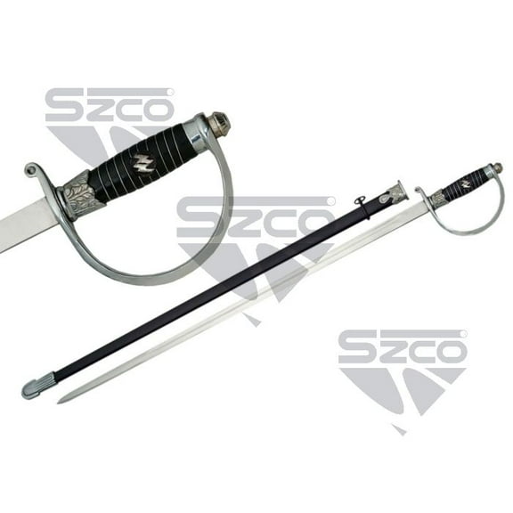 SZCO 37" German Dress Officer Sword with Scabbard | Handmade Stainless Steel Decorative Replica Display Piece
