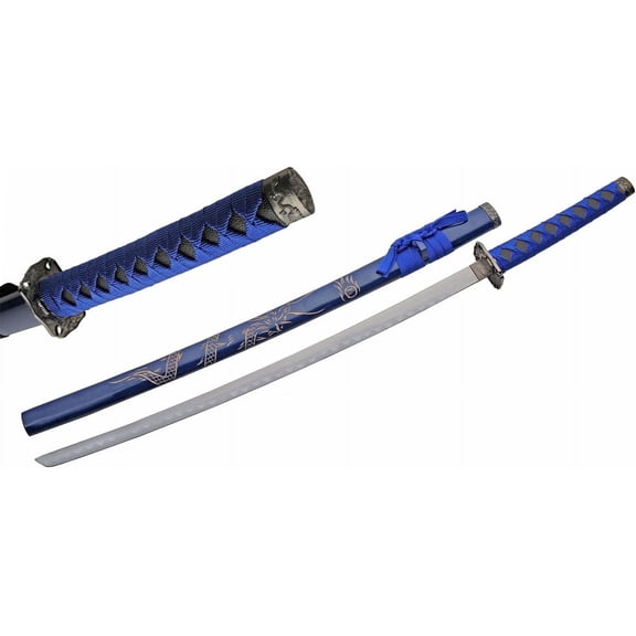 SZCO Blue Dragon Samurai Display Piece, 39.5" Overall Length, Carbon Steel with Wood Handle – Decorative Collectible & Home Display