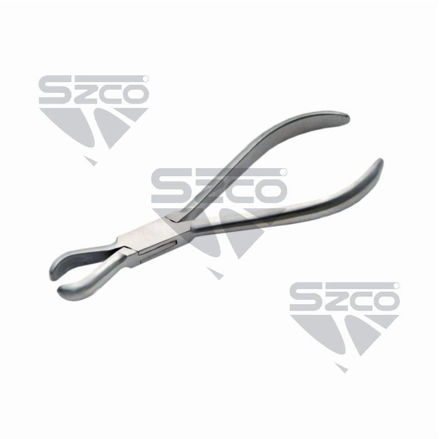 SZCO 5" Ring Closing and Holding Pliers, Stainless Steel Tool with Silver Handle, Ring Adjustment Tool in Plastic Pouch