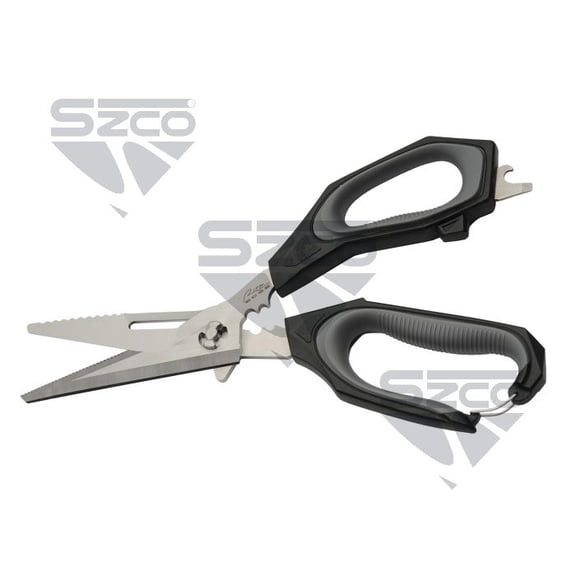 SZCO 9.5-Inch Game Kitchen Shears with Black/Grey ABS Handle, 3Cr14 Stainless Steel Cutting Scissors and Sheath