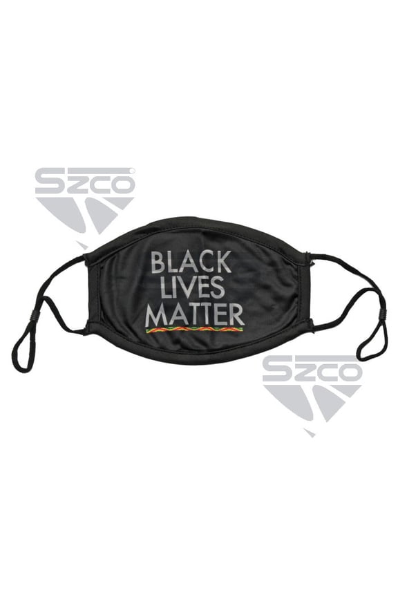 BLM Black Kente Cloth Mask, Black Lives Matter Design, Adjustable Ear Loops, Reusable & Comfortable Face Cover