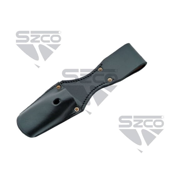 SZCO Heritage 8.5-Inch Universal Leather Sheath Handcrafted Black and Tan Fixed Blade Knife Leather Knife Guard with Reinforced Stitching