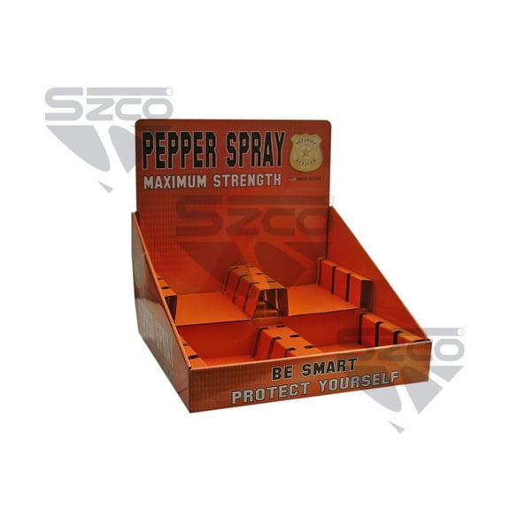 SZCO Cardboard Pepper Spray Display Stand Holds 12 Units, Sturdy Countertop Retail Organizer (Pepper Spray Not Included)