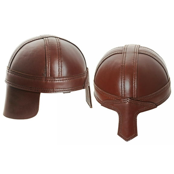 SZCO Leather Viking Nasal Helmet – Authentic Viking Helmet for Men | Top Grain Leather with Leather Tie, Face Shield & Chin Strap – Medieval Helmet, Knight Helmet. for Reenactments & Cosplay