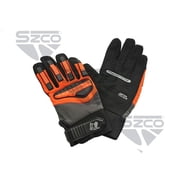 SZCO Medium TPR Work Gloves Orange Grey Black, Synthetic Leather Safety Gloves with Knuckle Protection, Neoprene Wrist Closure