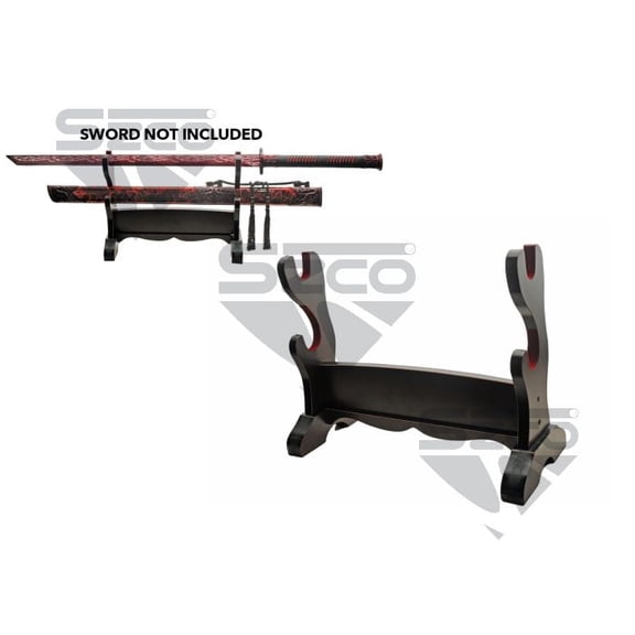 SZCO High End Wooden Sword Display Stand Tabletop Holder for Sword & Scabbard, Decorative Wood Display Rack 15.25 x 6 x 11.5 Inch