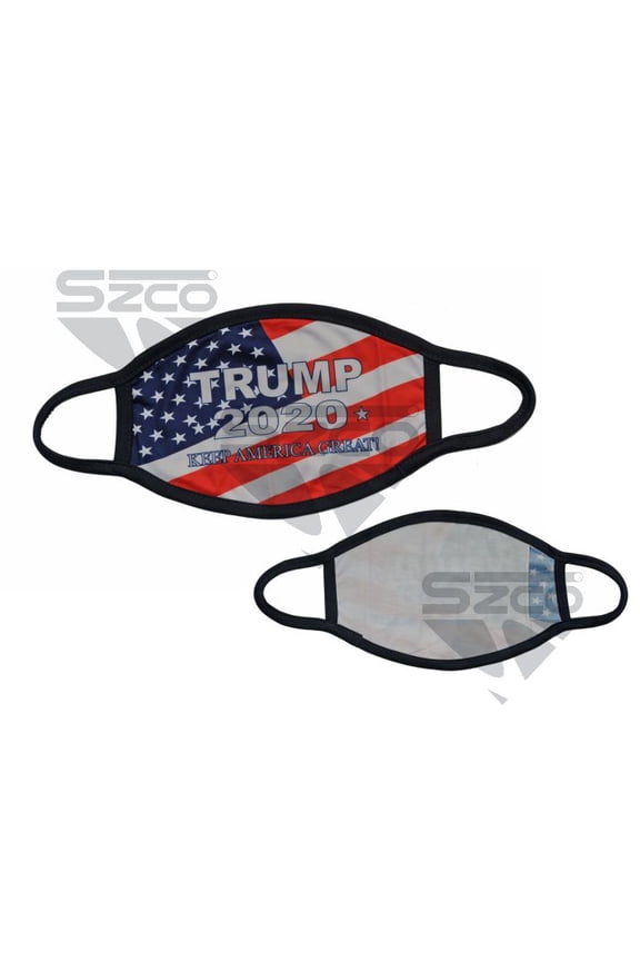 Solid Purple Cloth Face Mask for Adults 13"x 5.5" Reusable Soft Fabric Mask with American Flag Design