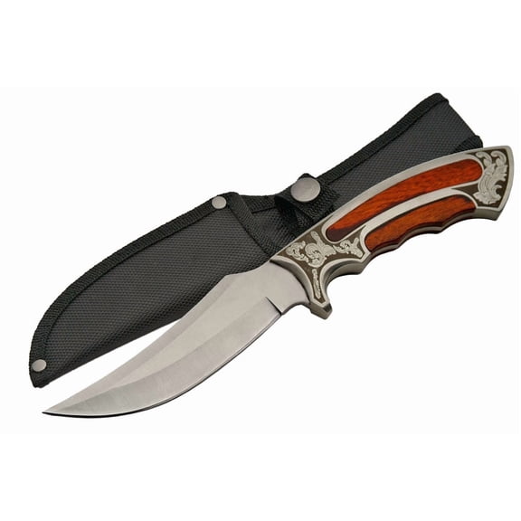 Rite Edge 10 Inch Fixed Blade Hunting Knife 5 Inch Stainless Steel Blade Pakkawood Handle Decorative Design with Sheath Outdoor Utility Knife