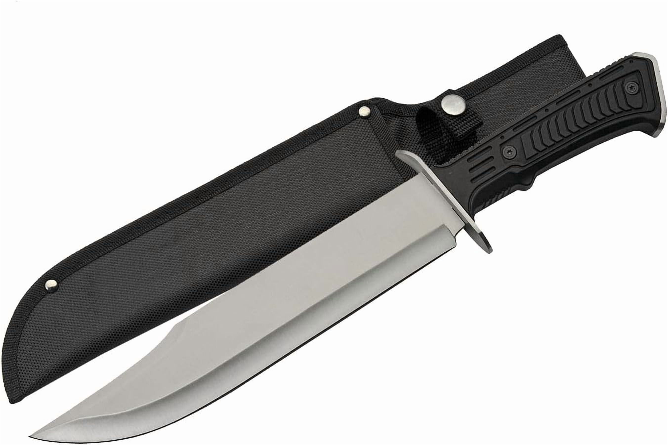 SZCO 15" Fixed Blade Bowie Knife with Silver Clip-Point Blade, Handle & Nylon Sheath Outdoor Hunting & Camping Knife