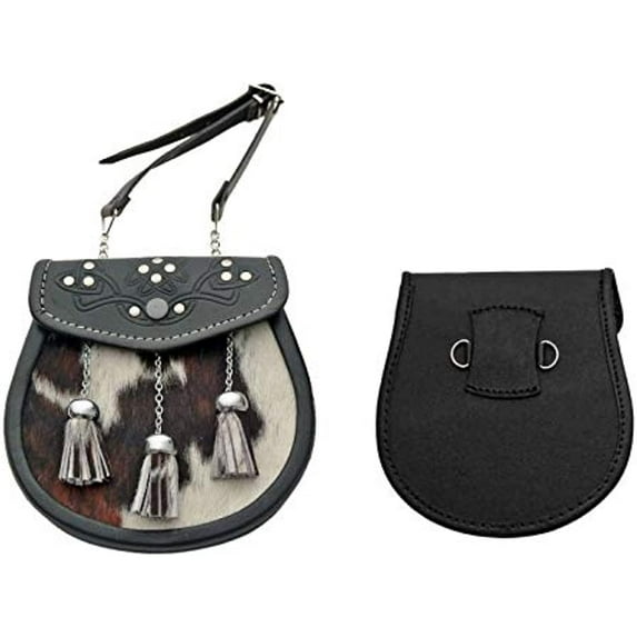 SZCO Supplies 3 Tassel Cowhide Medieval Pouch/Sporran
