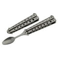 thumbnail image 1 of SZCO Silver Finished Butterfly Folding Spoon – 9" Stainless Steel Camping & Travel Utensil, Portable Picnic and Outdoor Accessory, 1 of 3