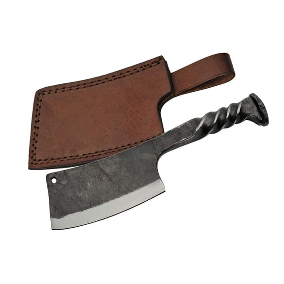 Rite Edge 9.5 Inch Railroad Cleaver Fixed Blade Utility Knife 4.5 Inch Blade Heavy Duty Outdoor Cutting Tool with Sheath Camping Survival Knife