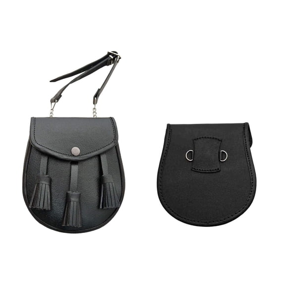 SZCO 8" Black Leather Strap with 3 Tassels Durable Handmade Leather Accessory for Decor, Crafting, Bag Charm and Keychains use