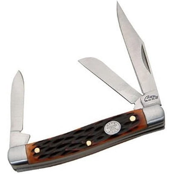 Rite Edge 2.75 Inch Jig Bone Stockman Folding Knife With 3 Stainless Steel Blades Brass Pins Traditional Pocket Knife Compact Utility Tool