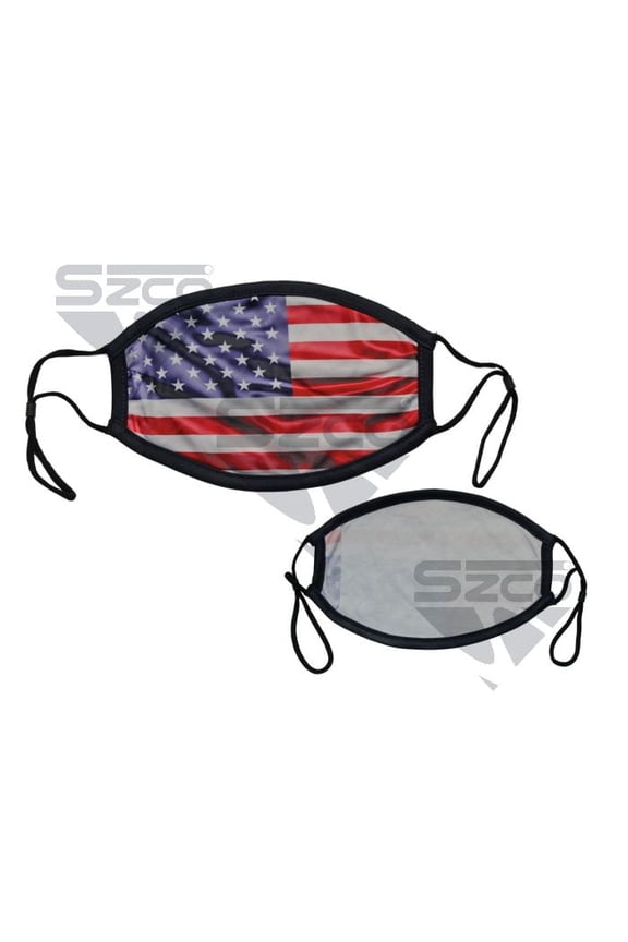 USA Flag Cloth Face Mask for Adults 13"x 5.5" Reusable Soft Fabric Mask with American Flag Design