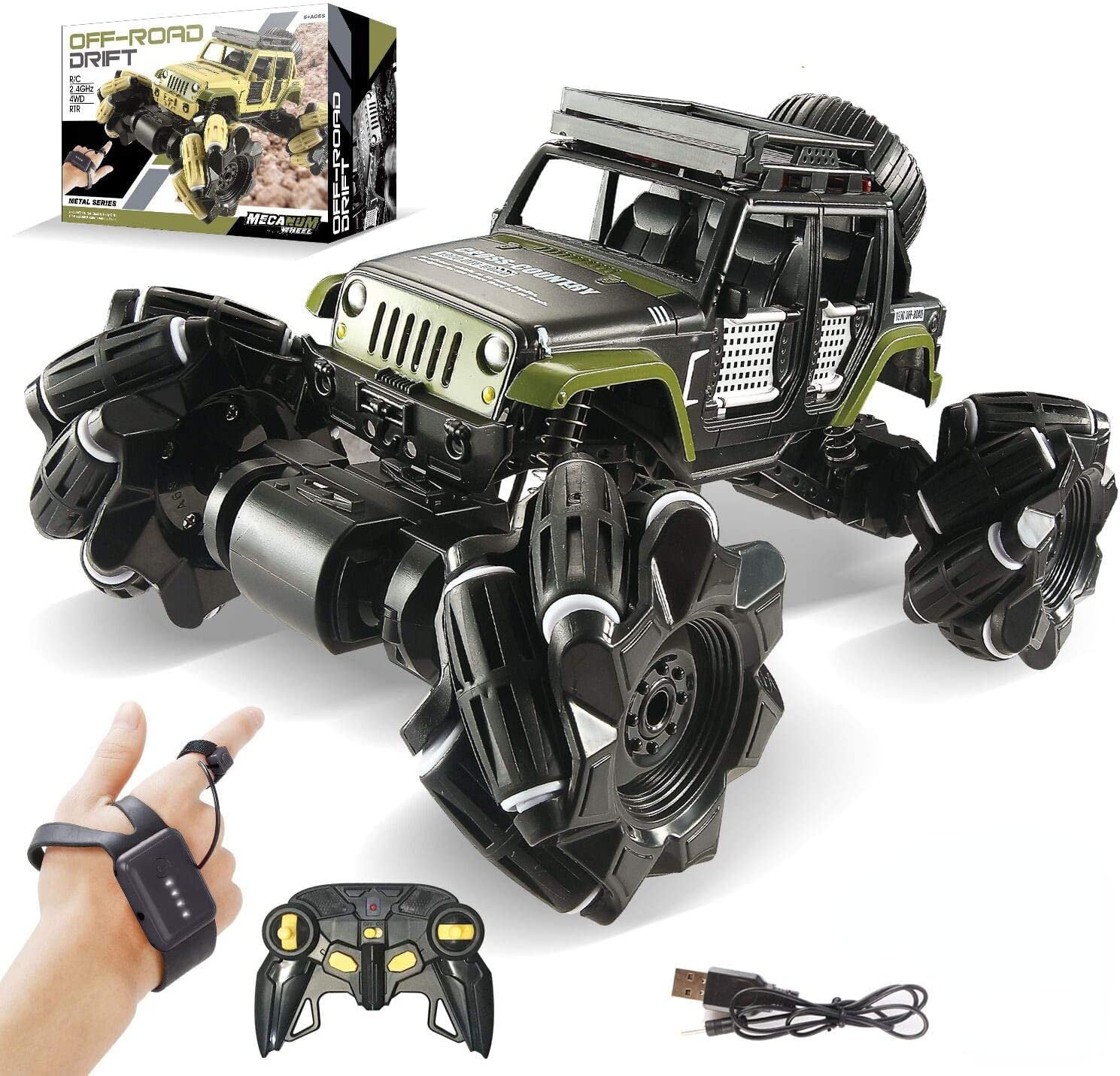 SZDUDU 1:16 Alloy Gesture Sensing Remote Control Car, 360° Rotating 4WD 2.4GHz Remote Control Gesture Sensing Car, RC Monster Trucks Toy Car for 6-12 Year Old Boys & Girls
