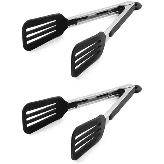 SZDUDU 2 Pack Cooking Kitchen Tongs with Silicone Tips Handle, 9 Inch Long Heat Resistant Tongs for Cooking, Grill BBQ