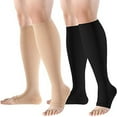 thumbnail image 1 of SZDUDU 2 Pairs Knee High Compression Socks for Women and Men 15-20 mmHg, Open Toe Compression Socks for Nurses, Medical, Running, Cycling, Athletic (2XL), 1 of 7