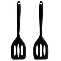 SZDUDU 2Pack Small Silicone Spatula Turner High Heat Resistant Silicone Turner for Cooking Fish, Eggs, Pancakes and More, Black