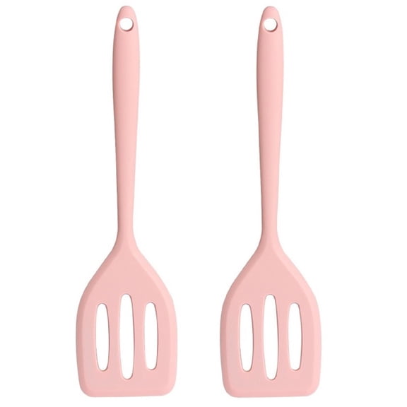 SZDUDU 2Pack Small Silicone Spatula Turner High Heat Resistant Silicone Turner for Cooking Fish, Eggs, Pancakes and More, Pink