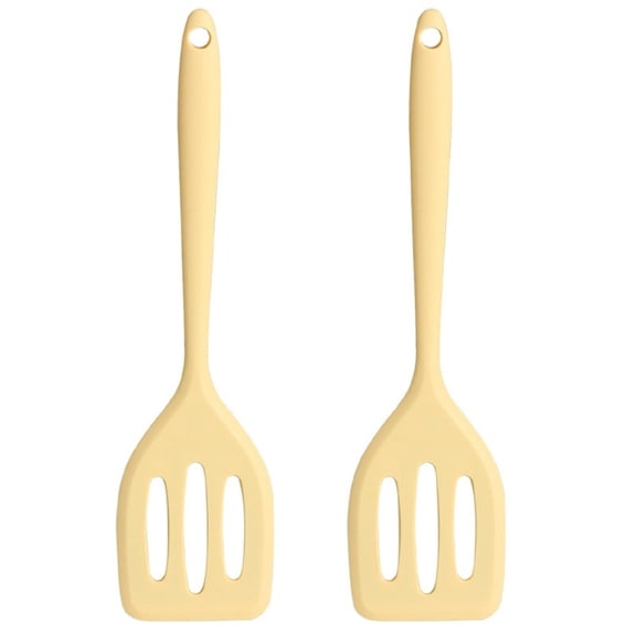 SZDUDU 2Pack Small Silicone Spatula Turner High Heat Resistant Silicone Turner for Cooking Fish, Eggs, Pancakes and More, Yellow